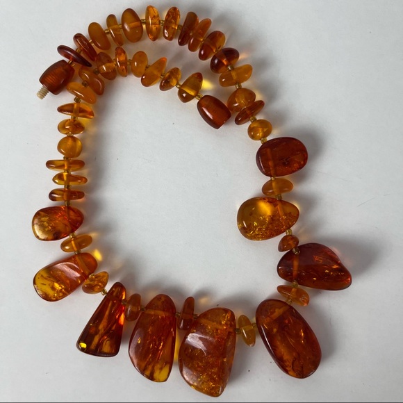 Vintage Genuine Yellow Honey Baltic  Amber Beads Necklace Statement Янтарь - Picture 7 of 9